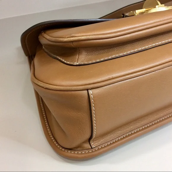 Authentic Tory Burch James Saddle Bag Handbag Crossbody Leather Flap Messenger - Picture 9 of 17